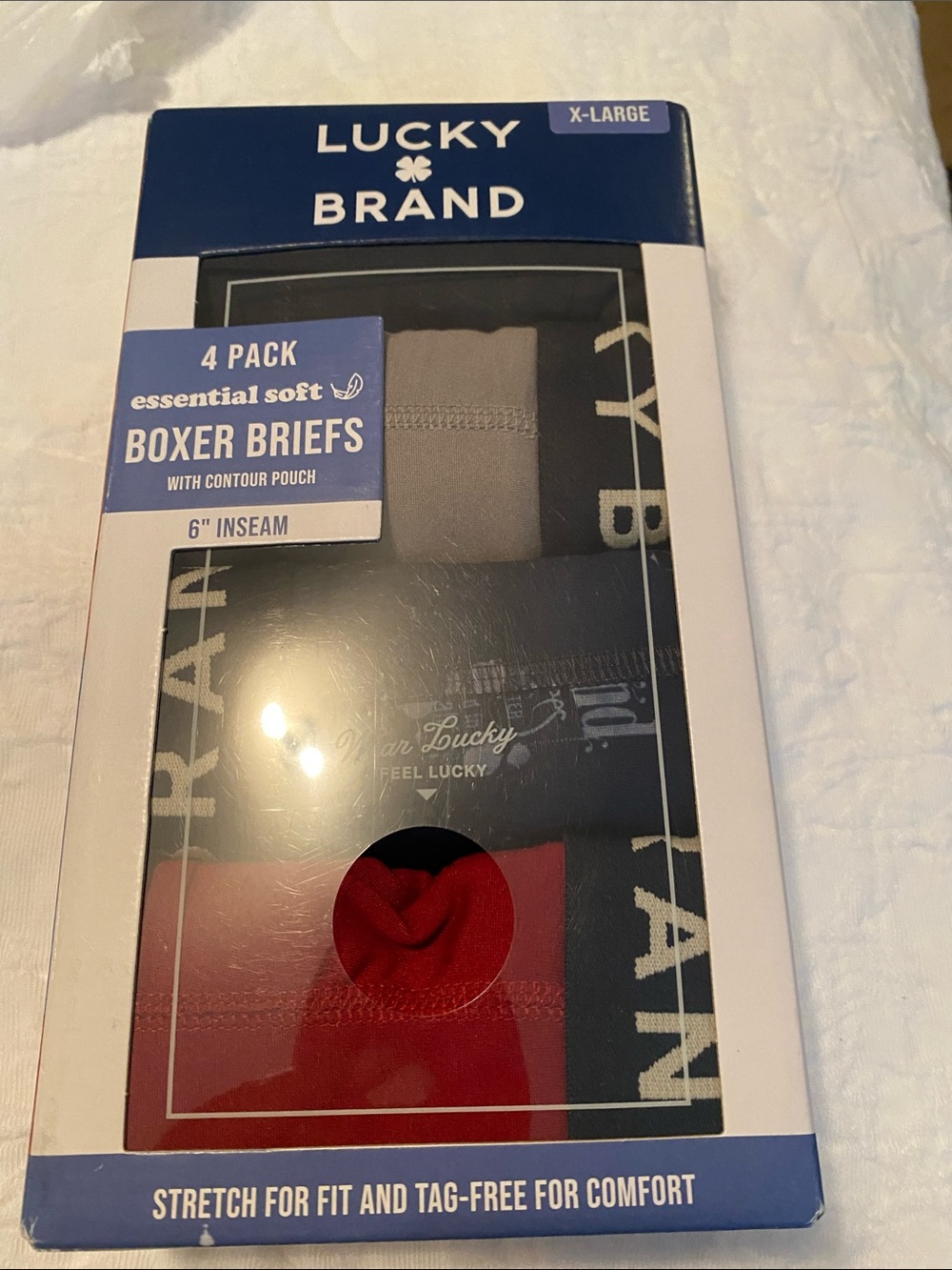 Lucky Brand 4-Pack Boxer Briefs in Red, Gray, Navy, Black